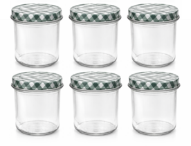 Jampot 346 ml met twist-off deksel groen (blok-design)