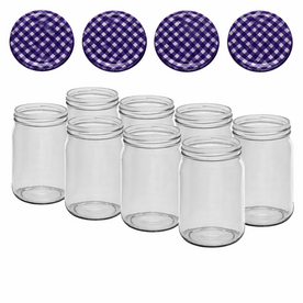 Inmaakpotten 500 ml met twist-off deksel (Lila stip) 8 stuks