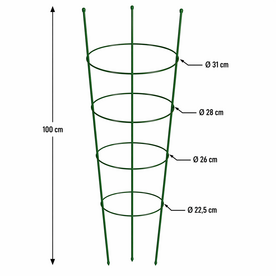 Steunringen voor tuinplanten, 4 ringen, 1 meter