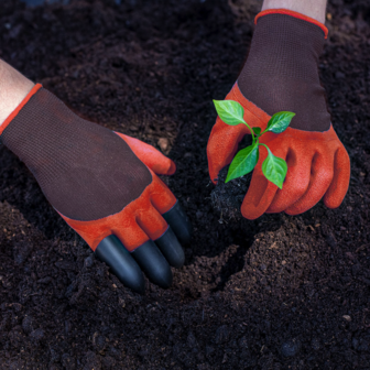 Tuinhandschoenen met klauwen - bruin