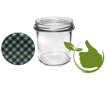 Jampot 346 ml met twist-off deksel groen (blok-design)