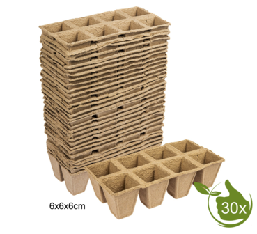 Papieren potjes 8 per tray  6x6x6cm 30 stuks