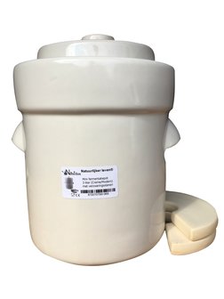 Zuurkoolpot 3 liter (Creme/Modern) met verzwaringsstenen