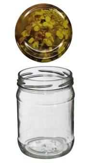 Honingpot 500 ml met twist-off deksel (Bij op bloem) 8 stuks