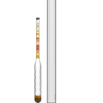 Onbreekbare honingmeter met reageerbuis, meetbereik 10-50&deg;Blg