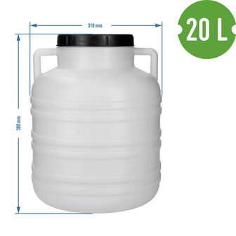 Zuurkoolvat met schroefdeksel 20L