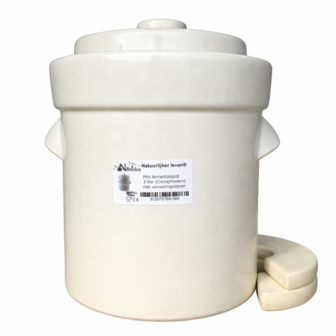 Mini fermentatiepot 2 liter (Creme/Modern) met verzwaringsstenen