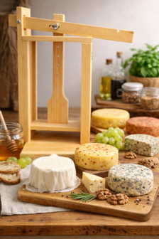 Houten kaaspers met hefboom