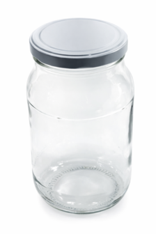 Glazenpot 1.7 liter met witte deksel en houten tang