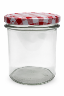 Jampotten 346 ml met twist-off deksel rood/wit (geblokt)