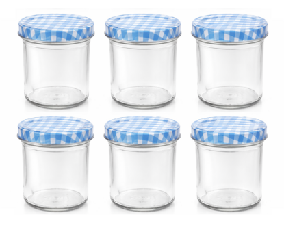 Jampotten 346 ml met twist-off deksel blauw (blok) 6 stuks