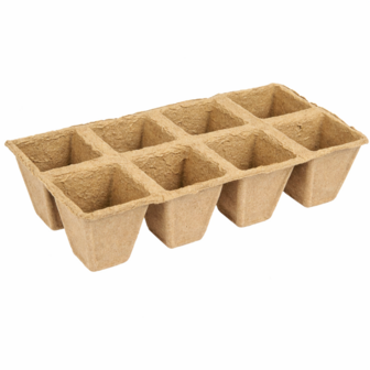 Papieren turf potjes 8 per tray  6x6x6cm 5 trays