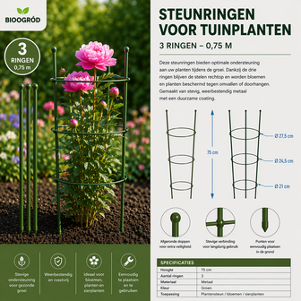 Tuinplanten steunringen, 3 ringen, 0,75 m
