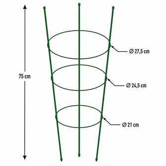Tuinplanten steunringen, 3 ringen, 0,75 m