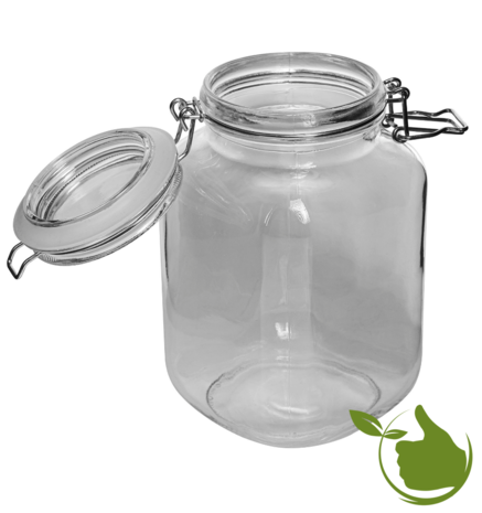 Vierkante glazenpot van 2 liter met klemsluiting