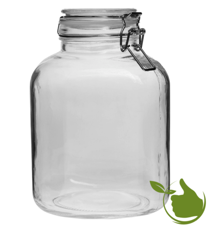 Vierkante glazenpot van 4 liter met klemsluiting