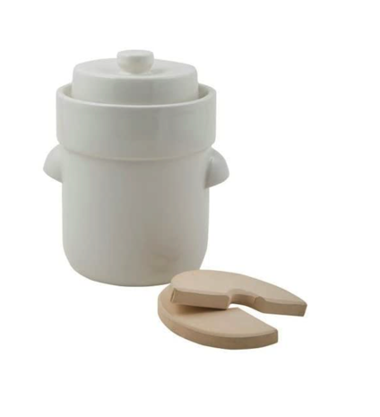 Mini fermentatiepot 2 liter (Creme/Modern) met verzwaringsstenen