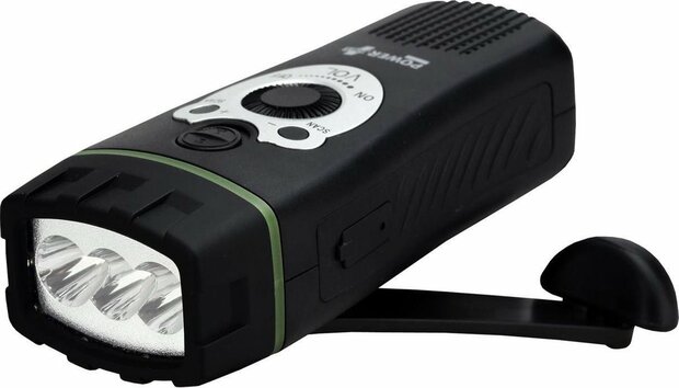 Wolf Dynamo 3 LED Zaklamp FM Scan Radio