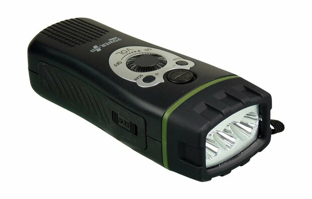 Wolf Dynamo 3 LED Zaklamp FM Scan Radio