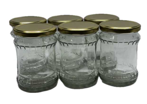 Glazenpotten Quadrate 500 ml inclusief deksel (goud) verpakt per 6 stuks