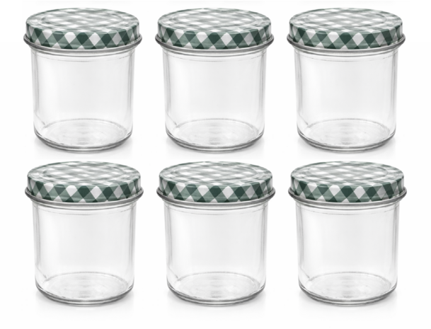 Jampot 346 ml met twist-off deksel groen (blok-design)
