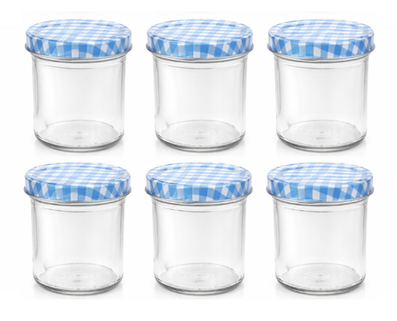 Jampotten 346 ml met twist-off deksel blauw (blok) 6 stuks