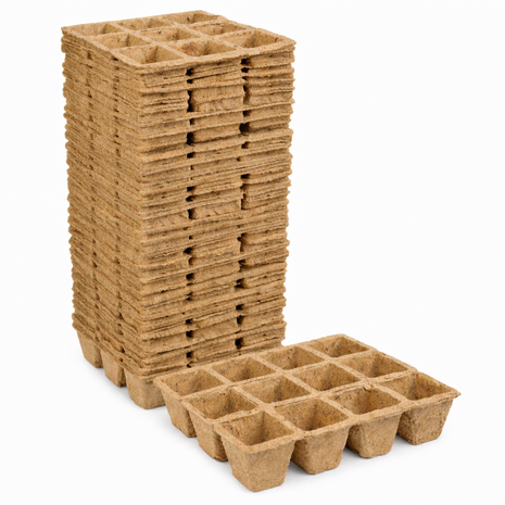 Papieren turf potjes 12 per tray  4.5x5x4.5cm 30 stuks