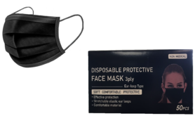 Mond- neusmasker -zwart- 3-laags