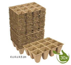 Papieren turf potjes 12 per tray  4x4x4.5cm 30 stuks