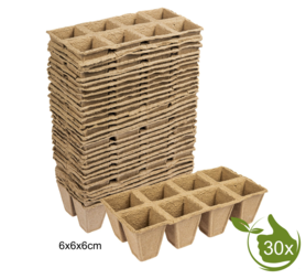 Papieren turf potjes 8 per tray  6x6x6cm 30 stuks