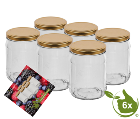 Glazenpotten 500 ml inclusief deksel (goud) verpakt per 6 stuks