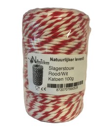 Slagerstouw Rood/Wit Katoen 100g
