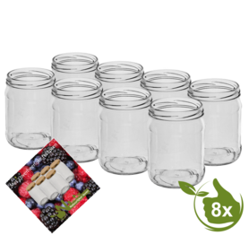 Glazenpotten 500 ml exclusief deksel verpakt per 8 stuks