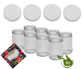Inmaakpotten 500 ml met twist-off deksel wit, 8 stuks