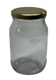 Glazen pot 1.7 liter met gouden deksel