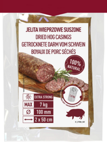 Gedroogde varkensdarmen, kaliber 65 mm, 50 cm 2st