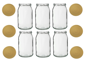 Glazenpotten 900 ml inclusief deksel (goud) verpakt per 6 stuks