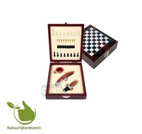 Exclusieve wijn openerset met schaakspel