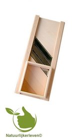 Houten mandoline of koolsnijder 40 x 15 cm met vingerbescherm blok