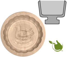 Botervorm rond voor 125 g boter - motief: Kip